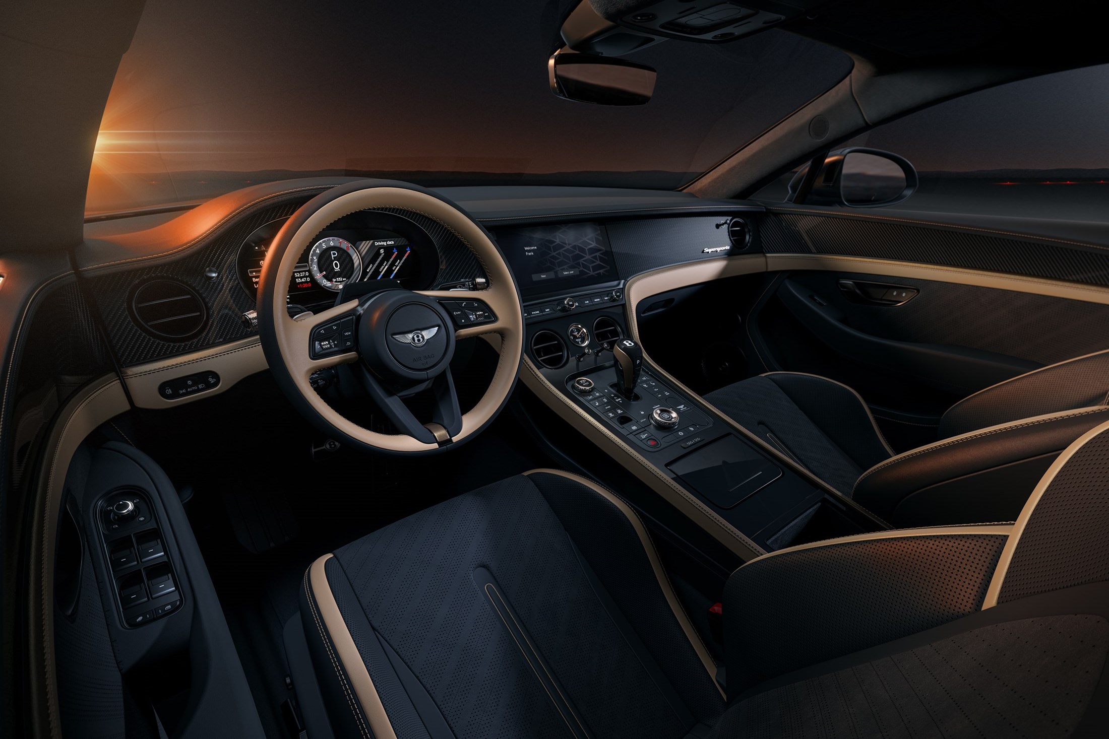Cockpit de dois lugares do Bentley Supersports