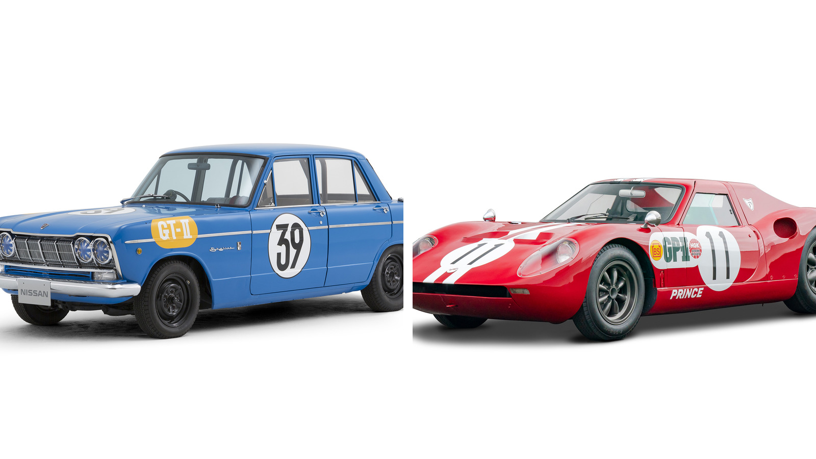 Prince Skyline GT S54 (1964) e Prince R380A-I (1966). Crédito/fonte: Nissan Heritage Collection.