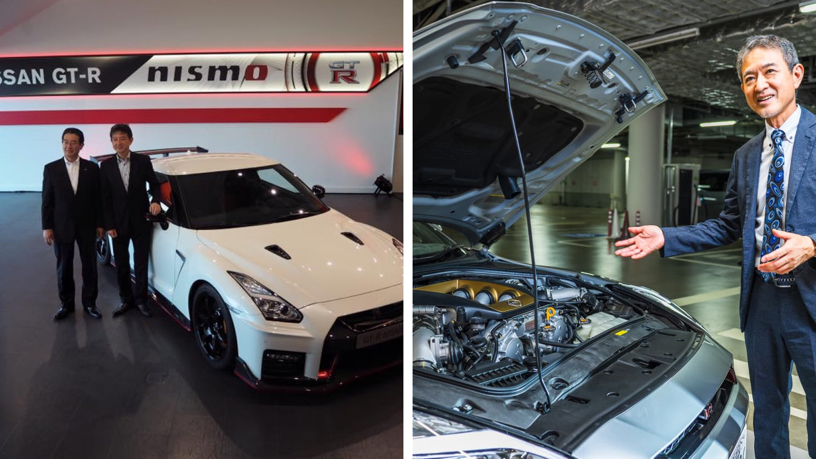 Nissan GT-R NISMO e Hiroshi Tamura junto do VR38DETT. Crédito/fonte: Nissan Motor Corporation.