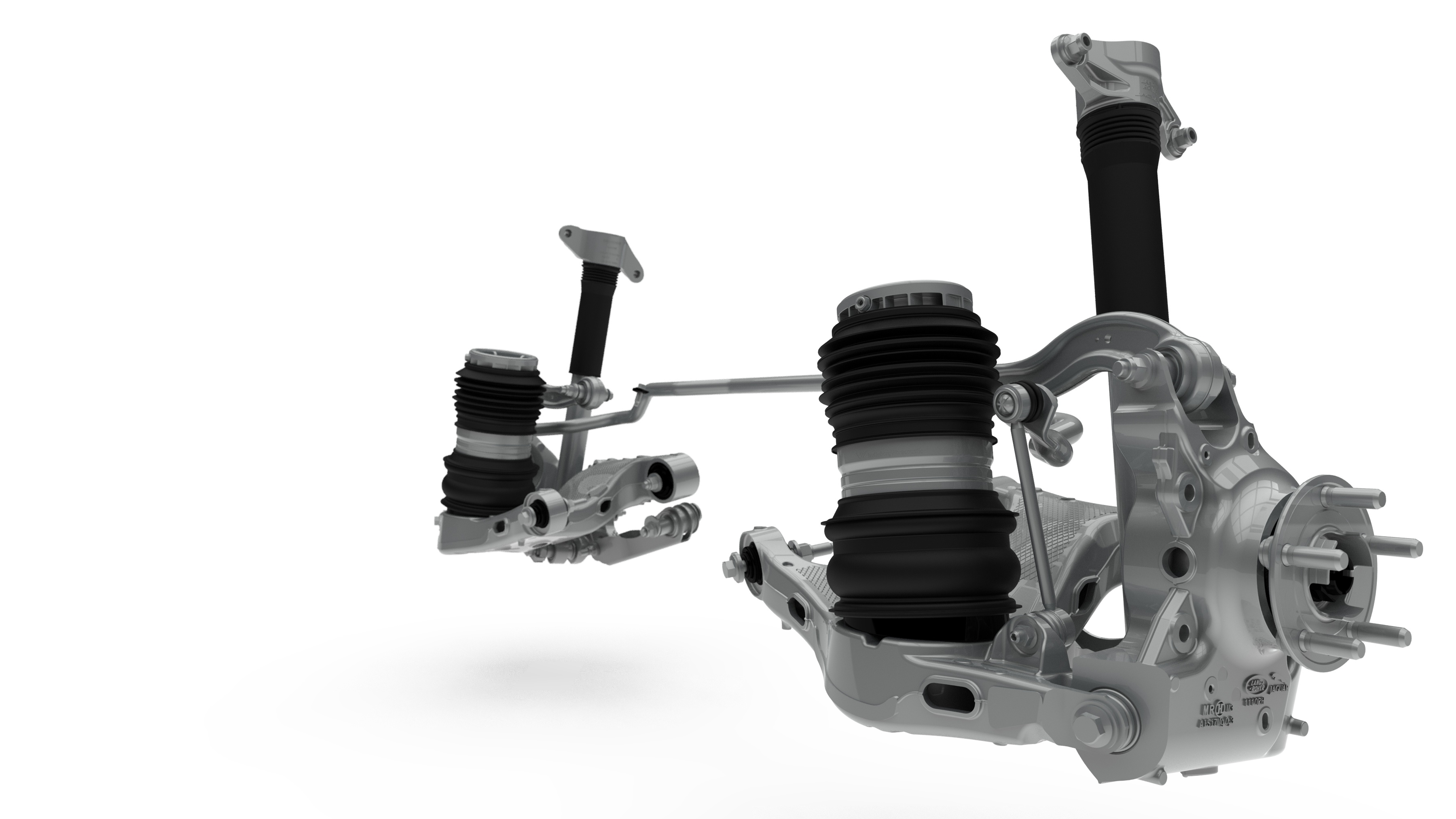 Visualização oficial da suspensão traseira Integral Link, numa configuração com elemento pneumático. A suspensão pneumática depende da especificação do automóvel.